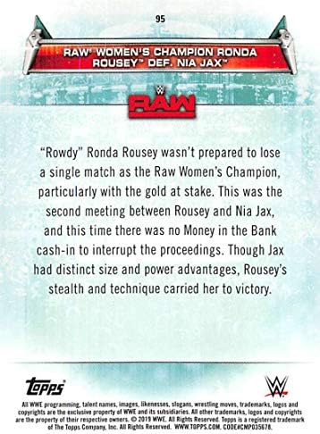 Topps Topps WWE מחלקת הנשים 95 אלופת הנשים RAW RONDA ROUSEY DEF. ניא ג'קס כרטיס מסחר בהיאבקות
