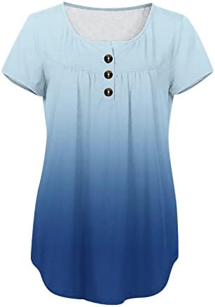 חולצות טוניקה לנשים טרנדי הדפסה גרפית שרוול קצר כפתור למטה צווארון רחב רופף מתאים חולצות חולצות