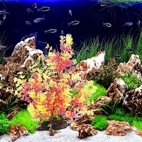 פטקאו דגי טנק קישוטי 2 יחידות אקווריום צמחי פלסטיק צמח מים מלאכותי צמח דג זהב נוף ימי דגי מסתיר דשא נוף קישוט
