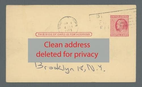 ראלף ברנקה חתם על גלויה ממשלתית 1956 חותמת דואר אוטומטית עם הולוגרמה-חתימות חתוכות של ליגת הבייסבול