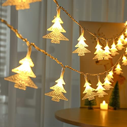 קישוטים לחג המולד, 19.6 רגל 40 אורות מיתרי עץ LED סוללה מופעלת מקורה, חיצוני עמיד למים לפטיו בגן חג המולד
