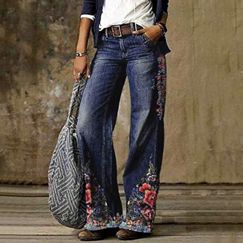 נשים נשים אופנה מודפס ג 'ינס מזדמן ארוך מכנסיים ז' אן מכנסיים לנשים ארוך