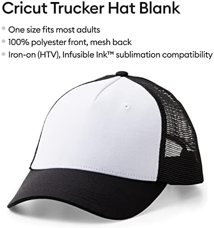 Cricut, כובע שחור/לבן ריק, 12 ספירה