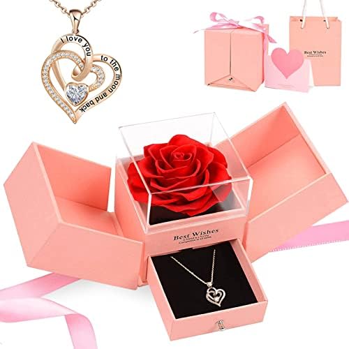 מתנות של יואצ'יו אמא, קופסת תכשיטים ורדים נשמרת עם שרשרת לב, קופסת מתנה וכרטיסים, רעיונות מתנות