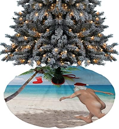 חצאית עץ חג המולד בגודל 48 אינץ 'חצאית עץ חג המולד, סנטה מצחיק בחוף חוף מטורף סנטה עירום סצנת הומור חוף