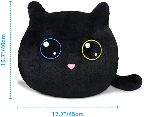 שחור חתול קטיפה כריות, רך שחור חתול ממולא בעלי חיים, חמוד חתול כרית קוואי שחור כרית בובה,שומן