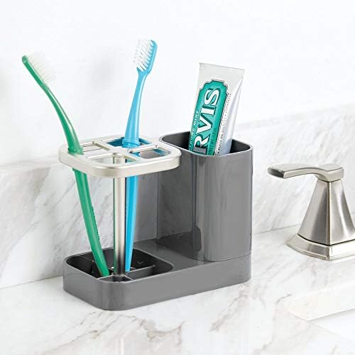 פלסטיק מברשת שיניים אחסון ארגונית מחזיק עם כוס לאמבטיה, יהירות , השיש שטח-מחזיק מברשות, משחת שיניים, חוט,