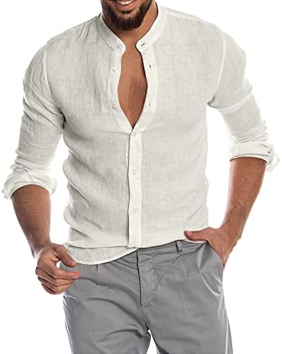 חולצת הנלי רזה של גברים מתאימה שרוול ארוך שרוול ארוך חולצות גברים ללא צווארון חולצות שמלה נטולת