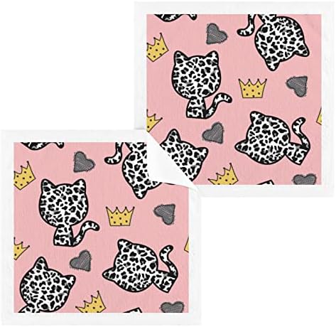 קיגאי 2 חבילה חמודות נמר חמודות חתולים - מגבות פנים רכות, מגבות כושר, איכות מלון וספא, מגבות אצבעות
