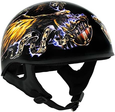 1028 'ארהב נשר' שטוח שחור אופנוע דוט מאושר גולגולת כובע חצי קסדה לגברים ונשים אופנוען - 2-גדול