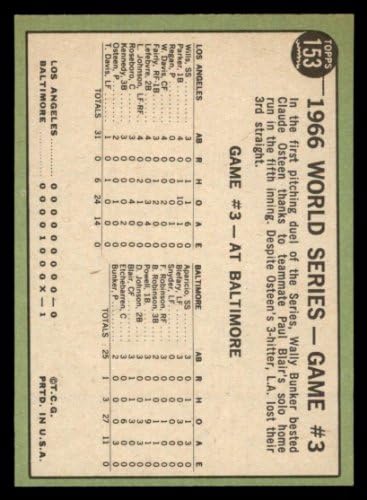 1967 Topps 153 1966 סדרת העולם - משחק מספר 3 - ההומר של בלייר מנצח את L.A. Paul Blair Baltimore / Los