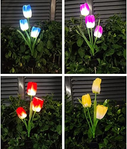 Veesee חיצוני צבעוני סולארי אור פרחי LED, מתנת חג המולד, פרחי גן סולאריים, פרחי סולארי דקורטיביים למדשאה פטיו,