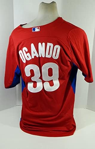 2011-13 פילדלפיה פיליס נפי אוגנדו 39 משחק נעשה שימוש באדום ג'רזי סנט BP 67 - משחק משומש גופיות MLB