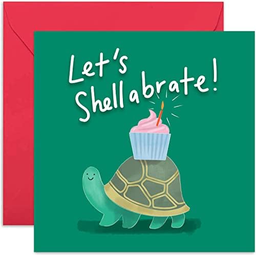 Old Engline Co. Let's Shellabrate כרטיס יום הולדת של צב - משחקי חיה מצחיקים חגיגת כרטיס ברכה כרטיס או