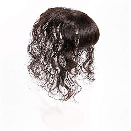 אמיתי שיער טבעי מתולתל טופר פאה עבור נשים 4.7 איקס 5.5 משי בסיס שיער טופר, 12 כהה חום