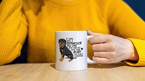 אם יש לך מזל רוטווילר יבוא לתוך החיים שלך לגנוב שלך לב ולשנות הכל קרמיקה ספל-11 אונקיות מצחיק כלב קפה