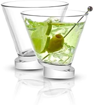 ג 'וי ג' ולט אקווה ויטה מרטיני זכוכית סט של 2. כלי זכוכית קריסטל, כוסות שתייה עגולות עם בסיס קבוע. כוסות