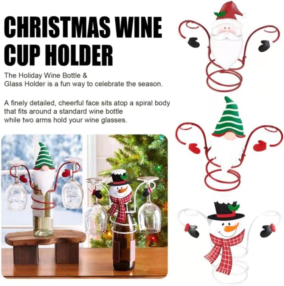 מחזיק יין לחג המולד מחזיק כוס שולחן קישוט יין חג, ברור