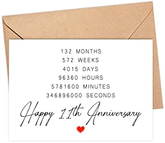 DiandDesignGift מאושר כרטיס יום השנה ה -11 - 11 שנים מתנות לכרטיס יום נישואין - רעיון לחבר - לבעל - לאישה - לחברה