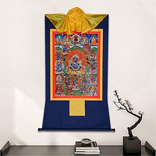 Gandhanra Mahakala, אלוהות מגן, אמנות ציור טיבטית Thangka, Buddhist Thangka Brocade, Buddha שטיח עם גלילה