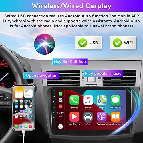 רדיו רכב אנדרואיד 11 עבור מאזדה 3 2009-2013 עם Apple Carplay אלחוטית אנדרואיד אוטומטית, סטריאו לרכב מסך מגע