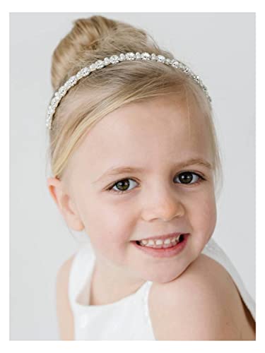 פרח ילדה כיסוי ראש כסף בנות בגימור לחתונה קריסטל פרחוני נסיכת גומייה לשיער תינוקת אקססורי לשיער עבור יום