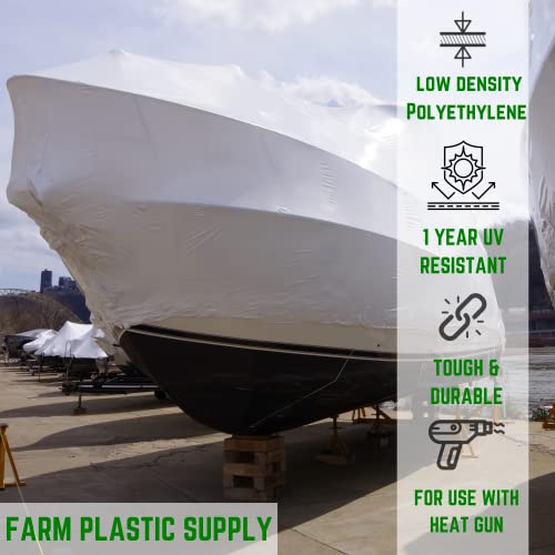 אספקת פלסטיק בחווה - גלישת מכווץ פלסטיל פוליאתילן - 7 מיל - סרט התכווצות סירות לשימוש עם אקדח חום, גלישת התכווצות