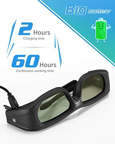 אליקליב אקטיבי תריס 3ד משקפיים, נטענת בלוטות 3ד משקפיים תואם עם אפסון 3ד מקרן,טדג-בט500א טדג-בט400א טיי-אר3ד5מ