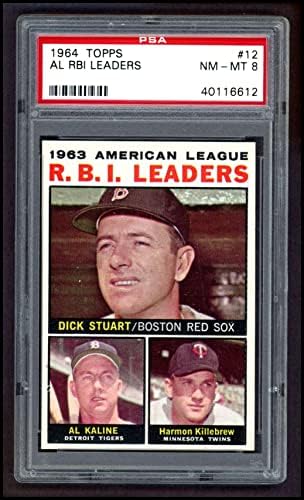 1964 Topps 12 Al RBI מנהיגי Al Kaline/Harmon Killebrew/Dick Stuart Red Sox/Tigers/Twins PSA PSA 8.00