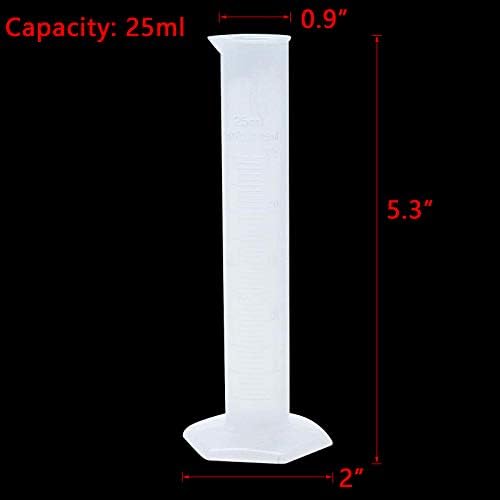 5 יחידות 25 משושה בסיס בוגר צילינדר פוליפרופילן מעבדה נוזל נפח מדידת צילינדר פלסטיק מכשיר