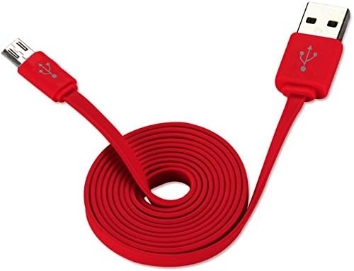 REIKO 1 מטר נתונים שטוחים/כבל סנכרון למכשירי מיקרו- USB - אריזה קמעונאית - אדום