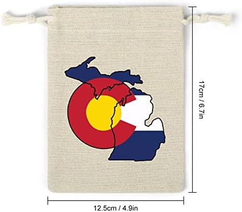 מישיגן קולורדו מצחיק גאווה דגל שרוכי אחסון שקיות ממתקי מתנת שקיות לשימוש חוזר מתקפל וקומפקטי רב תכליתי כיס