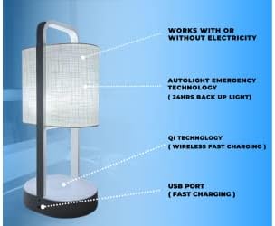 אורות חשמליים אנכי מנורת לבן מודרני חשמלי לילה אור או מנורת שולחן עם אלחוטי צ ' י מהיר מטען, חירום סוללה