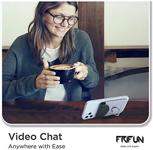 מחזיק כרטיס אשראי Frifun עבור גב טלפון עם טבעת עמדת טבעת בארנק טלפון, דבק עצמי אולטרה-דק, RFID חוסם את ארנק