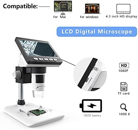 XDCHLK Multifunction Digital LCD מיקרוסקופ שולחן עבודה נייד 4.3 אינץ 'מיקרוסקופ ביולוגי אלקטרוני