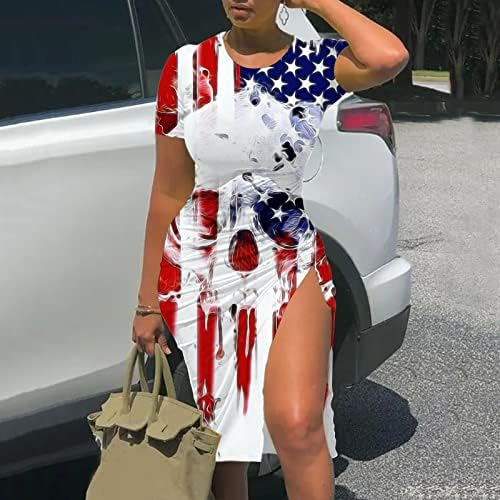 נשים קיץ מקרית שמלות יום עצמאות נשים אמריקאי דגל דפוסים מקרית מידי שמלות לנשים מקרית