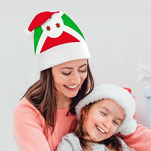 בורונדי דגל חג המולד כובע סנטה קלאוס כובעי קצר קטיפה עם לבן חפתים לגברים נשים חג המולד חג מסיבת