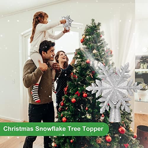 עץ חג המולד טופר מואר, עץ פתית שלג חג המולד טופר מובנה LED אורות מסתובבים, אורות מקרן תלת מימד