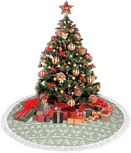 חצאית עץ חג המולד בוהו ירוק ולבן בוהו קישוט עץ חג המולד אדום קישוט לשנה החדשה עיצוב מסיבת חג חגיגי 36