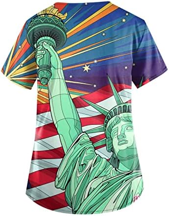 יום העצמאות חולצה, בתוספת גודל לשפשף חולצות לנשים 4 יולי חולצות צווארון שרוול קצר חולצות ארה ב