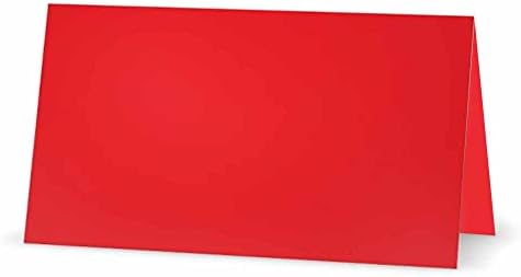 אדום לבבות על אדום כרטיסי מקום - אוהל סגנון-10 חבילה - לבן ריק קדמי עם מוצק צבע גבול-מיקום שולחן