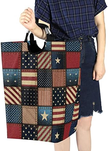 סל אחסון פטריוטי 4 ביולי אמריקה דגל אמריקה מכבסת כביסה מתקפלת על פעוטת צעצועים גדולה במיוחד סל אחסון לילדים