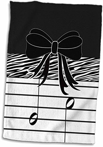 3 דרוז פלורן דקורטיבי III - תמונה של קשת שחורה על זברה עם תווי מוסיקה - מגבות