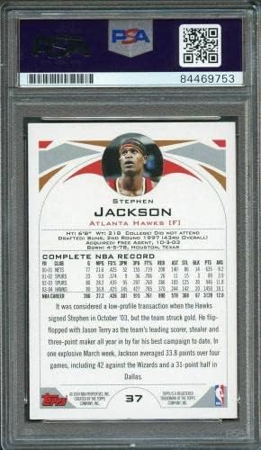 2004-05 Topps 37 סטיבן ג'קסון חתום כרטיס Auto PSA Slabbed - כרטיסי טירון של כדורסל כדורסל
