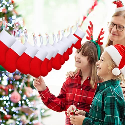 50 יח 'חג המולד מיני גרביים אדומים בגישת בד גרבי חג המולד מחזיק עץ עץ מתנה גרביים קטנות קישוט גרבי נופש