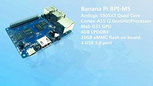 Banana Pi לוח פיתוח חומרה בקוד פתוח בננה PI BPI M5 AMLOGIC S905X3 לוח אם מרובע ליבות, תומך ב- 4GB LPDDR4 ו- 16G
