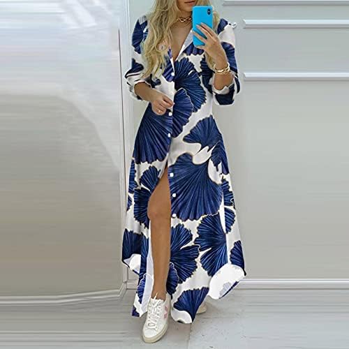 עיתון שמלת נשים אביב קיץ אופנה מודפס חולצה שמלות מקרית קצר / ארוך שרוול חולצה שמלת חולצה שמלה