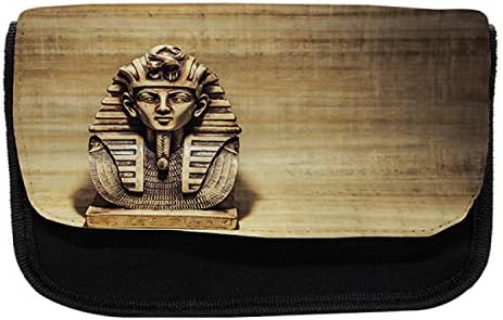מארז עיפרון מצרי לונאלי, אבן טוטנקהאמן, תיק עיפרון עט בד עם רוכסן כפול, 8.5 x 5.5, חום וחום בהיר