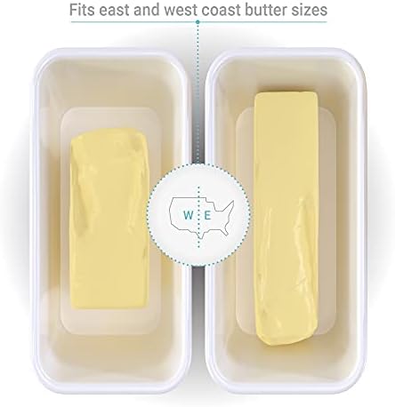עדיפות צלחת חמאה גדולה עם מכסה למשטח השיש, מיכל חמאה קרמי עם כיסוי אטום, שומר חמאה לדלפק או למקרר, אחסון