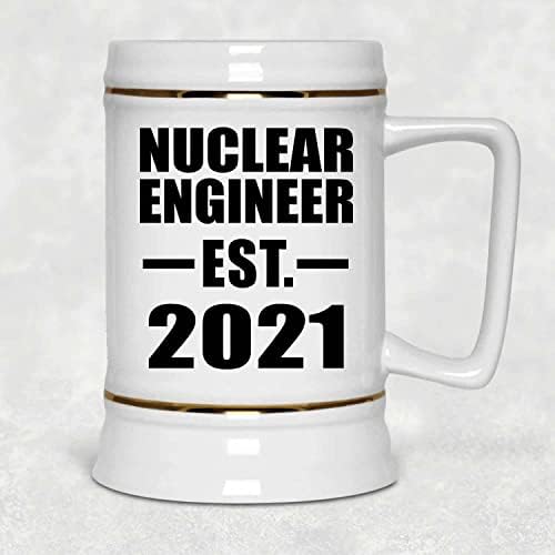 תכנון מהנדס גרעיני מבוסס EST. 2021, 22oz Beer Stein Ceramic Tallard ספל עם ידית למקפיא, מתנות